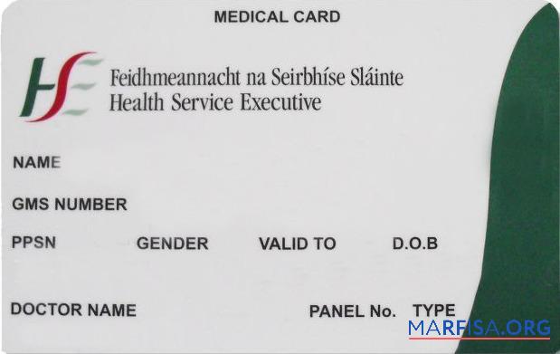 Downloadable Ireland Health Service Executive medical card download for verification